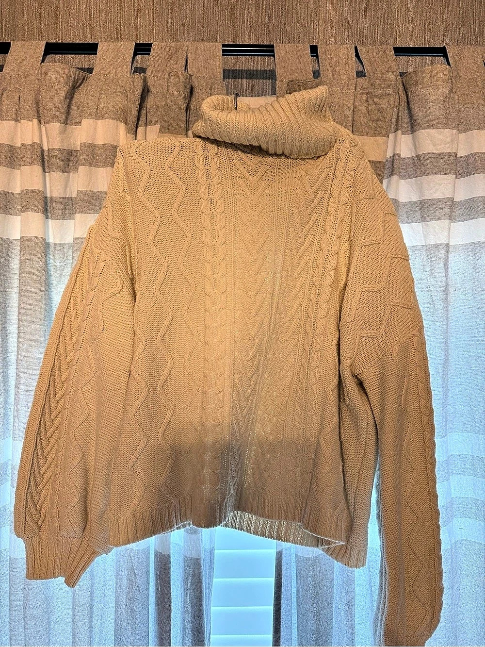 Cable Knit Cowl Neck Sweater in white